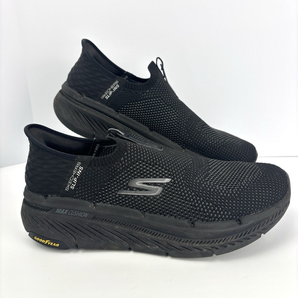 Skechers Slip-Ins Max Cushion Goodyear Black Knit Comfort Shoes Men's 10.5 EUC